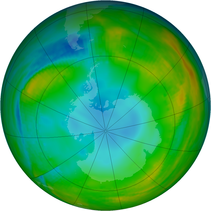 Antarctic ozone map for 15 July 1983